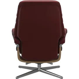 Stressless Relaxsessel STRESSLESS "Sunrise", rot (cherry paloma), B:79cm H:103cm T:73cm, Leder PALOMA: PALOMA ist ein durchgefärbtes Semianilin-Möbelleder mit natürlicher Narbung., Sessel, Relaxsessel, mit Cross Base, Größe S, M & L, Holzakzent Eiche
