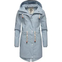 Navahoo Damen, Übergangsjacke Regenmantel wasserdicht lang mit Kapuze "Tropical Stormoo", Baby Blue Gr.
