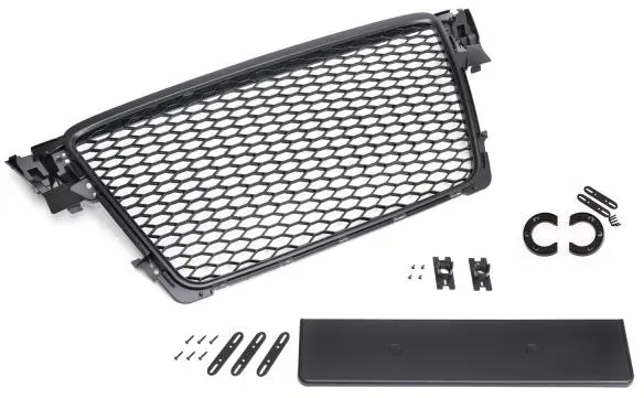 Frontgrill schwarz Sport mit Kennzeichenhalter passend für Audi A4 B8 8K