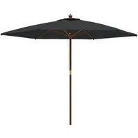 VidaXL Sonnenschirm mit Holzmast Schwarz 299x240 cm