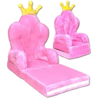 nana shop Kindersessel, Mini-Sessel, Kinderstuhl, Kindersofa Aufklappen 2 in 1, Kuschelsessel, Ausklappbar Kinder Sofa für Kinderzimmer (Rosa Thron)