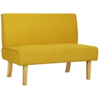 Homcom Sofa, Couch mit Cord-Optik, Holzbeine, Gepolsterter Polstersofa, Doppelsofa für Schlafzimmer, Wohnzimmer, 110 x 62 x 85 cm, Gelb Textil, 110x85x62 Sofas - Couches, Sofas, 2-Sitzer Sofas