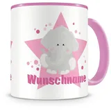 Samunshi® Kindertasse mit Namen Tasse süßer Elefant Personalisierte Tasse mit Namen Kinder Kinderbecher mit Namen Kindergarten rosa 300ml