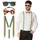 Boland - Party Accessoires im Set, 3-teilig, Brille, Fliege und Hosenträger, glänzende Pailletten, Kostüm-Zubehör, Karneval, Silvester, Mottoparty