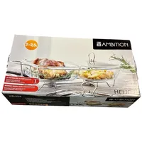 Dajar AMBITION Speisewärmer mit Glaseinsatz 2 x 2,5L Helios Warmhaltebehälter Warmhalteplatte 2 Kammer Servierschalen Deckel mit Griff