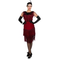 Metamorph Kostüm 20er Jahre Abendkleid bordeaux, Schickes Flapperkleid im dunkelroten Charleston-Look rot 48