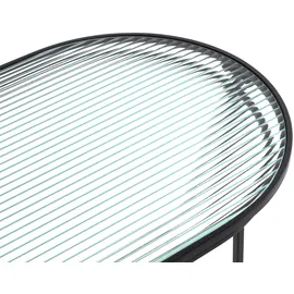 Haku-Möbel Couchtisch oval Schwarz Sicherheitsglas 90 x 42 x 49 cm