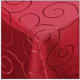 DecoHomeTextil Heimtextilmanufaktur Tischdecke Kringel Circle Tafeldecke Ornamente Damast Tischdecke rot Eckig 130 x 160 cm
