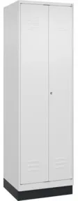 C+P Wäsche-Spind Classic PLUS, Sockel, 2 Abteile, 1950x600x500mm, 9016/9016 Verschluss Zylinderschloss Trennwand mittig