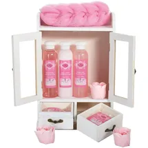 Brubaker Geschenkset Kirschblüten und Reismilch, Bade- und Dusch-Set im Holzschränkchen, 10-teilig