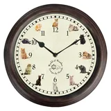 Esschert Design Uhr mit Katzengeräuschen