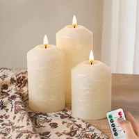 3er-Set Led Kerzen mit Fernbedienung Timer, Flammenlose Kerzenlichter