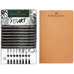 Faber-Castell 9-tlg. Tuschestifte-Set »Pitt Artist Pen« inkl. Skizzenheft schwarz