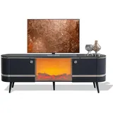 aea Schwarzer luxuriöser TV-Farbschrank mit Kamin TV-Möbel 35 cm X 60 cm X 180 cm Schwarz Holz