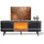 aea Schwarzer luxuriöser TV-Farbschrank mit Kamin TV-Möbel 35 cm X 60 cm X 180 cm Schwarz Holz