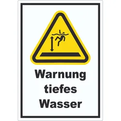 Aufkleber Warnung tiefes Wasser A2 (420x594mm)