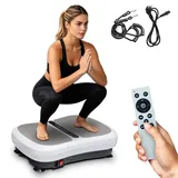 Vibrationsplatte - Rüttelplatte Sport für Zuhause - 99 Intensitätsstufen - 5 Trainingsprogramme - Vibrationsboard für Ganzkörpertraining, Muskelaufbau, Bluetooth Lautsprecher, 120KG Tragkraft (Weiß)