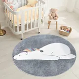 Carpet City Kinderteppich »ANIME921«, rund, 11 mm Höhe, Kinderzimmer Teppich Modern mit lustigen Cartoon-Figuren, Multi, grau