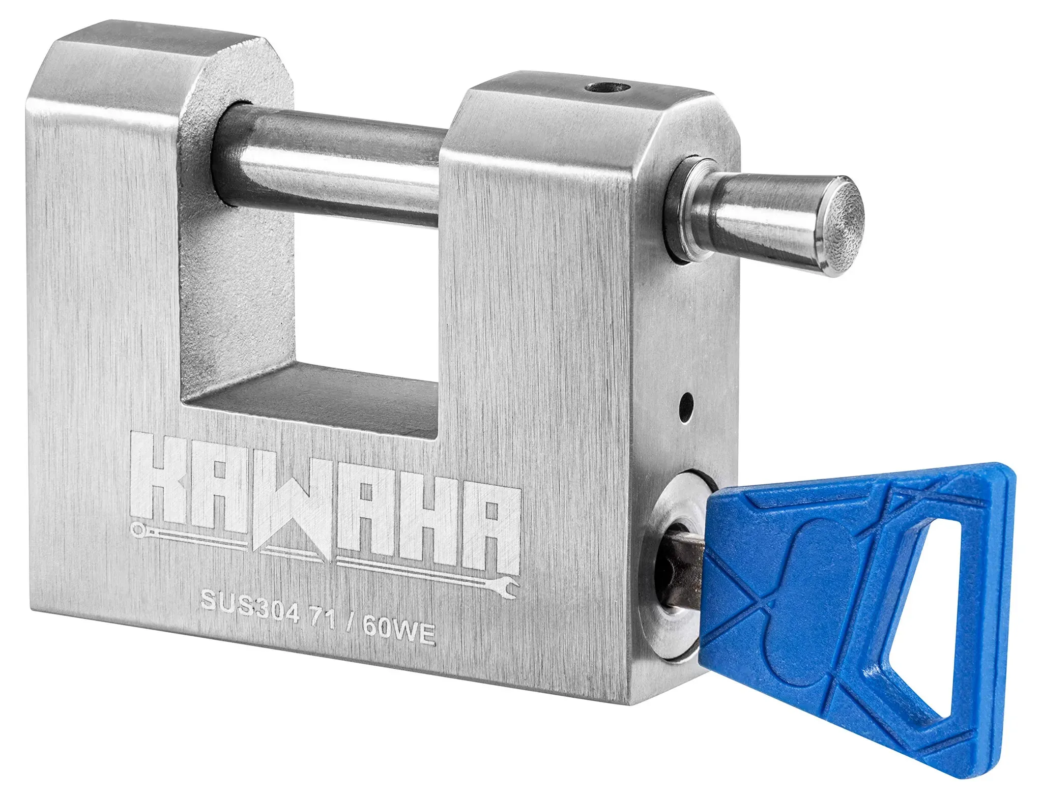KAWAHA 71/60KD-3K Stainless Steel D-Shaped Padlock with Key for Garage Door, Containers, Shed, Locker and Warehouse (2-3/4 inch, Keyed Different - 3 Keys)