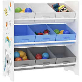 [en.casa] Kinderregal Boiro 60 x 62 x 30 cm Holzwerkstoff blau-grau