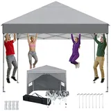 Pavillon 3x3 Höhenverstellbar-3, Faltpavillon Wasserdicht Stabil, Pop-up Faltbar Partyzelt mit 4 Seitenteilen Winterfest, Gartenpavillon UV Schutz 50+, Zelt für Strand, Hochzeit & Camping, Silbergrau