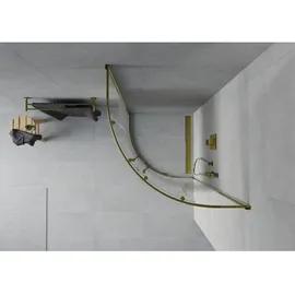 Mexen Rio halbrunde Duschkabine 80 x 80 cm, Gestreift, Gold - 863-080-080-50-20