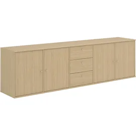 Hammel Furniture Sideboard HAMMEL FURNITURE "Mistral, Hochwertig Schrank, hängend/stehend montierbar", weiß (eiche weiß pigmentiert), B:220cm H:61cm T:42cm, Sideboards, mit Türen und Schubladen, B: 220 cm, anpassungsbar Designmöbel