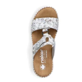 Rieker Damen Pantolette mit T-Riemen und Blumenmuster Weite H 66292, Größe:41 EU, Farbe:Mehrfarbig - Grau - 41