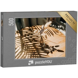 puzzleYOU Puzzle Arrangement trockener Blumen auf einem Holztisch, 500 Puzzleteile, puzzleYOU-Kollektionen Fotokunst