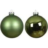 Kaemingk Weihnachtskugeln Glas 6cm matt - glänzend Christbaumkugeln Weihnachtsbaumkugeln Christbaumschmuck Weihnachtsbaumschmuck Weihnachten Grüntee