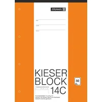 Brunnen Arbeitsblock Kieserblock gelocht DIN A4 blanko Lineatur 14C, 1 Block