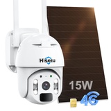 Hiseeu 3G/4G LTE Überwachungskamera Aussen mit SIM Karte,Überwachungskameras Aussen Akku mit Solarpanel 3MP PTZ Solar IP kameras mit PIR Bewegungsmelder,Farbe Nachtsicht,2-Wege-Audio