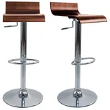 miliboo Design-barhocker dunkles Holz mit Walnuss-finish und verchromtes Metall (2er-set) Surf V2