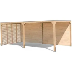 Karibu Pavillon »Markaska« - 627x320x239cm - braun - Fichtenholz / Holz / Aluminium