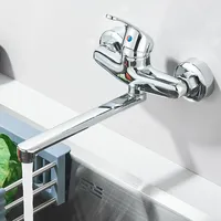 Edelstahl Küchenarmatur Wandarmatur 360° Wasserhahn Küche Mischbatterie Chrom