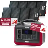 ELMAG Solargenerator-Set ENERGY 1200 + SOLAR 100 DUO 1200W, LiFEPO4 Akku, 992Wh, 2x100Wp PV-Panel