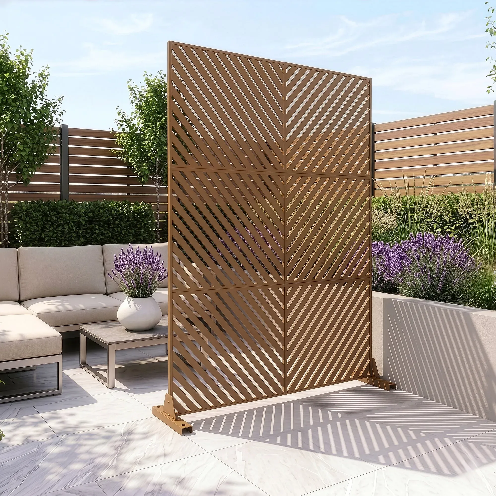 Trennwand Kekan verzinkter Stahl 180x120 cm Braun [casa.pro]