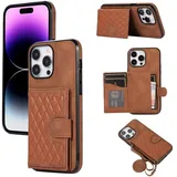 Handyhülle Handykette für iPhone 12 Mini Hülle Leder, Handytasche für iPhone 12 Mini Hülle Leder Stoßfeste Necklace Klappbare Kartenfächern Standfunktion Flip Brieftasche Etui - braun