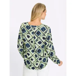 Heine Druckbluse dunkelblau/reseda 48