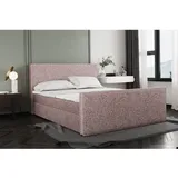 Kaiser Boxspringbett Mit Bettkasten Und Matratze + Topper Lila Stof Puente Rosa 140x200 Cm