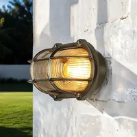 Licht-Erlebnisse Wandlampe außen Maritim IP64 aus Messing Bullauge