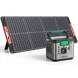 500W(1000W Spitze) Tragbare Power Station Powerstation 518Wh Solargenerator Akku Ladegerät Stromerzeuger Solarspeicher Power Bank mit 100W Solarpanel