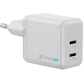 Xlayer Ladegerät Universal 45W Powercharger USB Typ C & USB Typ C White