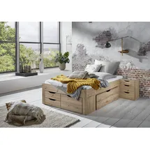 RELITA Stauraumbett Noah 140 x 200 cm, mit Rolllattenrost, 5 Bettschubladen und Federkernmatratze, Ausf. Eiche Artisan Dekor