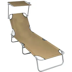 vidaXL Klappliege mit Sonnenschutz Taupe Aluminium