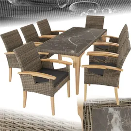 Tectake Foggia Rattan Sitzgruppe 9-tlg. natur