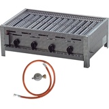 BSR-Grillen 4-flammiger Profi Gasgrill aus Edelstahl, stufenlos regelbar, Gasbräter, Gastrogrill, Gastrobräter mit Gasschlauch und Druckminderer (16,0 kW | verchromter Grillrost)