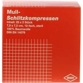 dr. ausbüttel gmbh & co. kg Schlitzkompressen Mull 7,5 x 7,5 cm steril 12fach 50 St