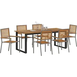 vidaXL Garten Essgruppe 7-tlg. Grau