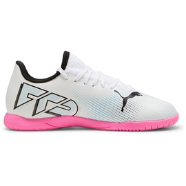 Puma Future 7 Play IT Jr Soccer Shoes, Puma white/PUMA black/poison pink 33